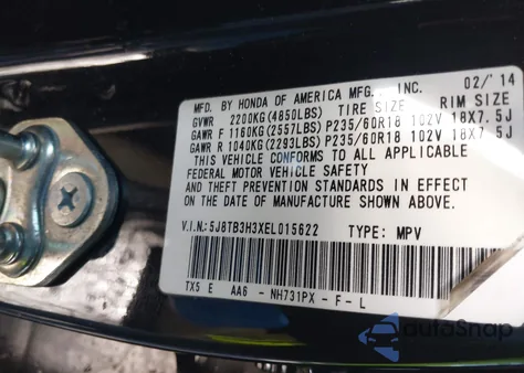 2014 Acura Rdx from USA, damaged, VIN 5J8TB3H3XEL015622